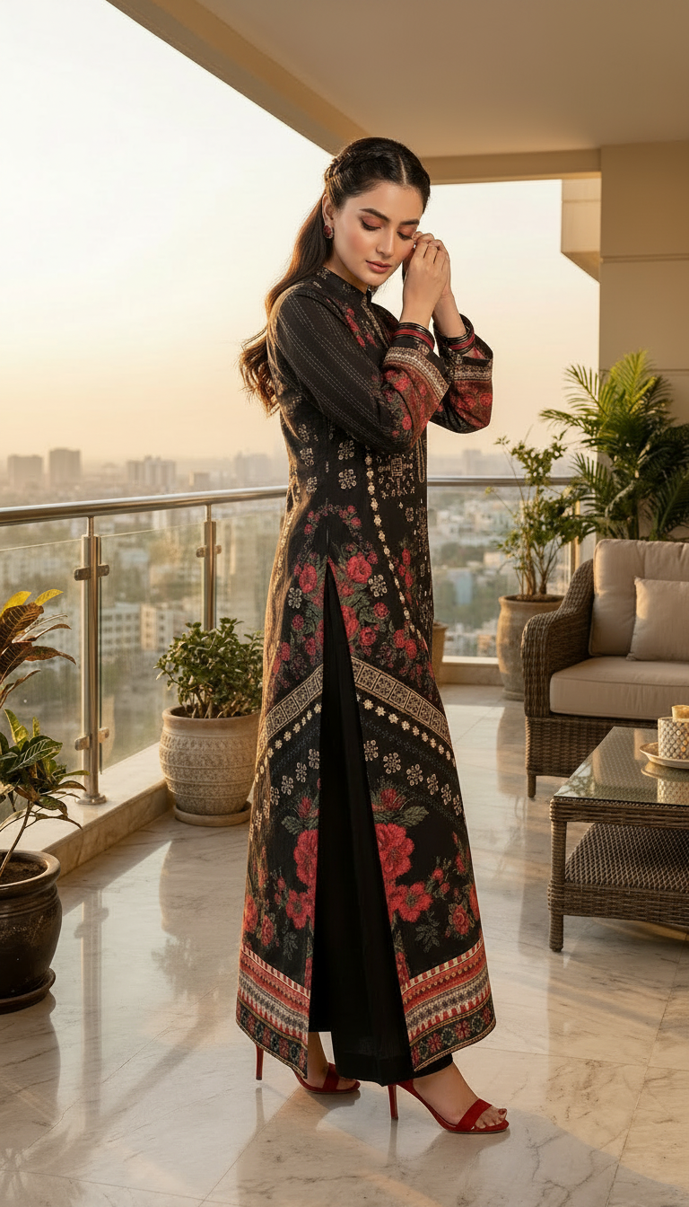 Albani Black Ready to Wear 2 Pcs Kaftan Dress