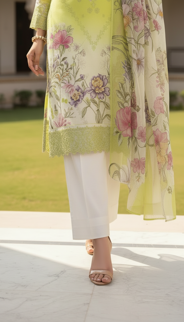Lema Neon Ready to Wear 3 Pcs Embroidered Dress