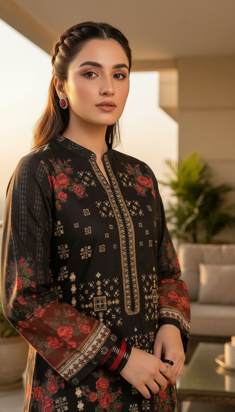 Albani Black Ready to Wear 2 Pcs Kaftan Dress