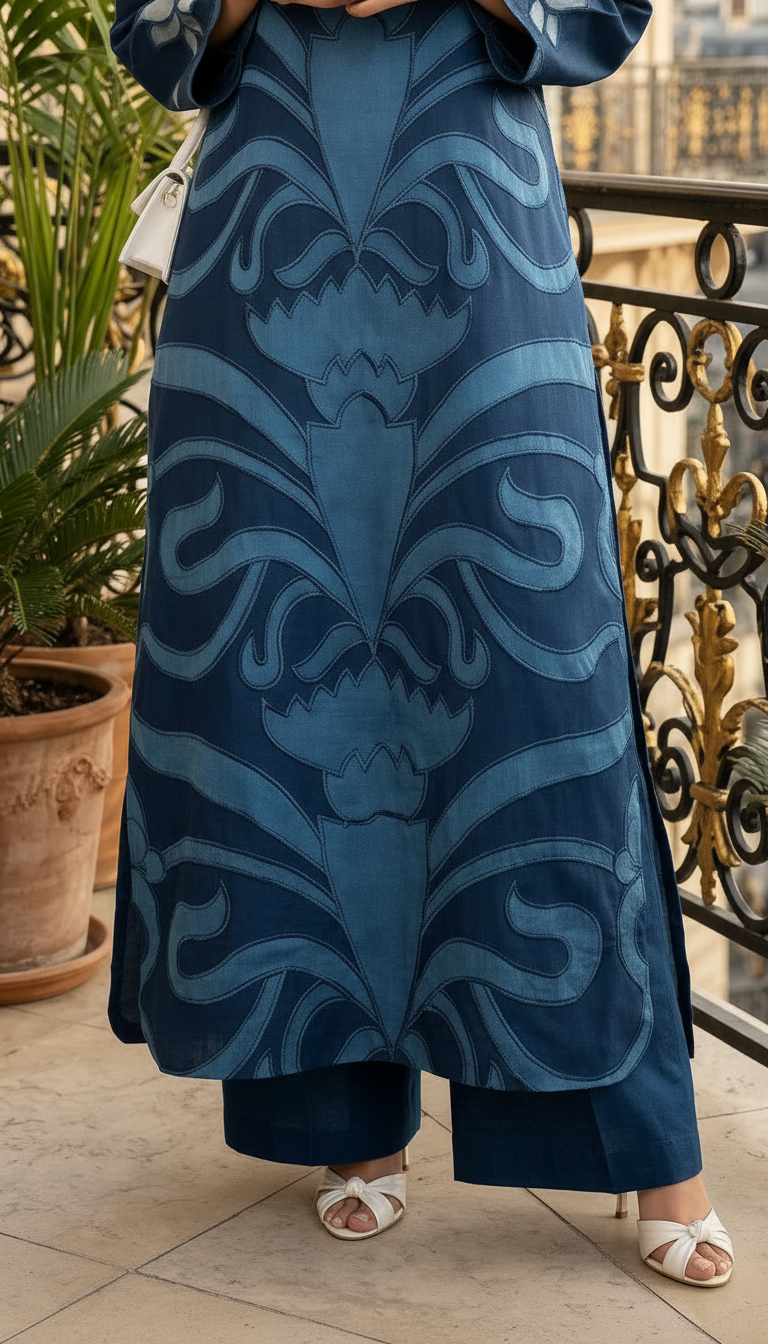Imperial Blue Exclusive 2 Pcs Viscose Kaftan