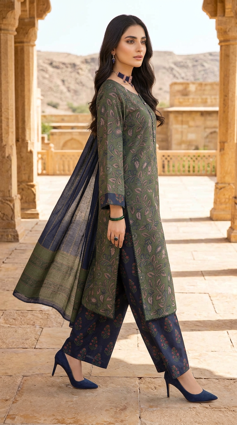 Anna Green Ready to Wear 3 Pcs Marina Dress with Shawl