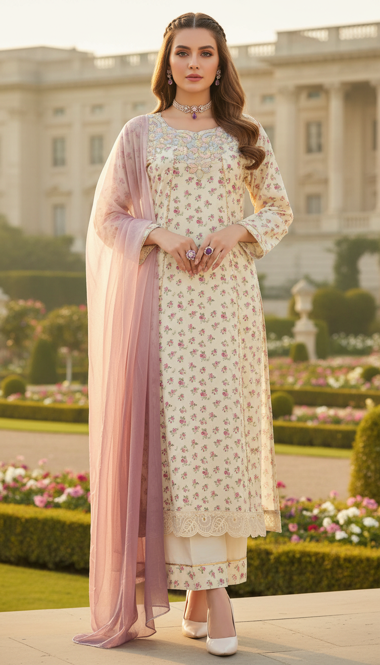 Titlee Ready to Wear 3 Pcs Hand Embroidered Dress