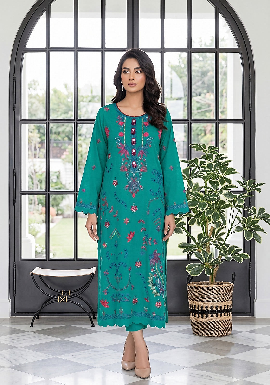 Hira Ferozi Embroidered 2 Pcs Kaftan Dress