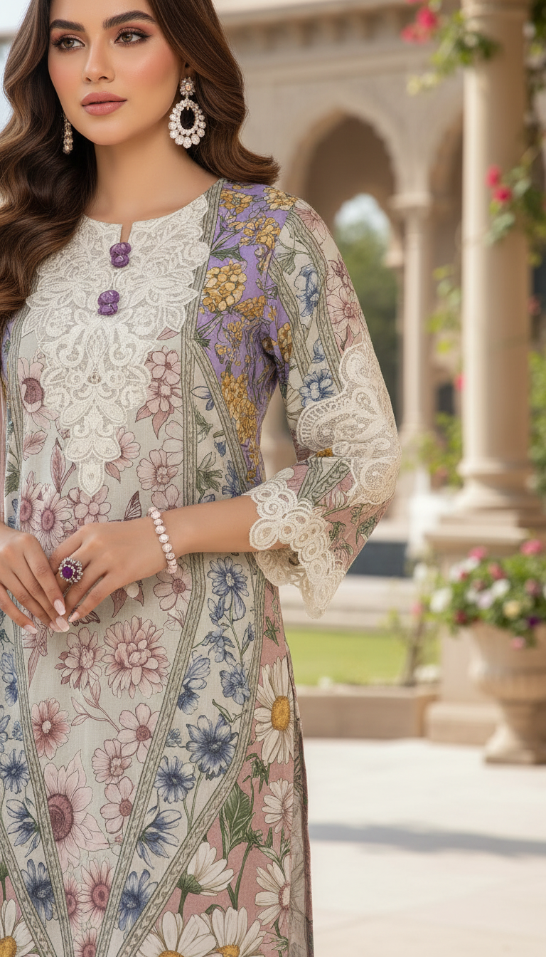 Liza Ready to Wear 3 Pcs Embroidered Dress with Chiffon dopatta