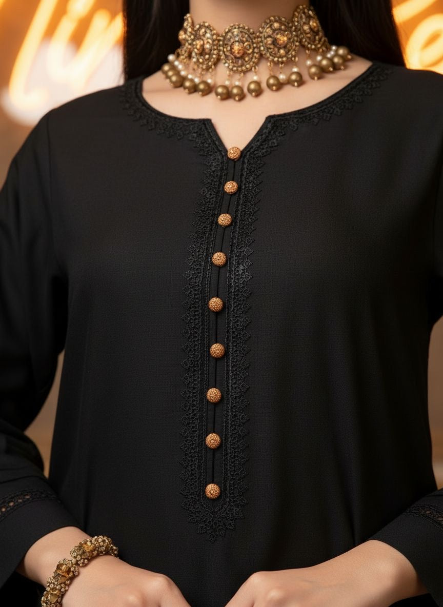 Black Coffee Ready to Wear 2 Pcs Embroidered Dress