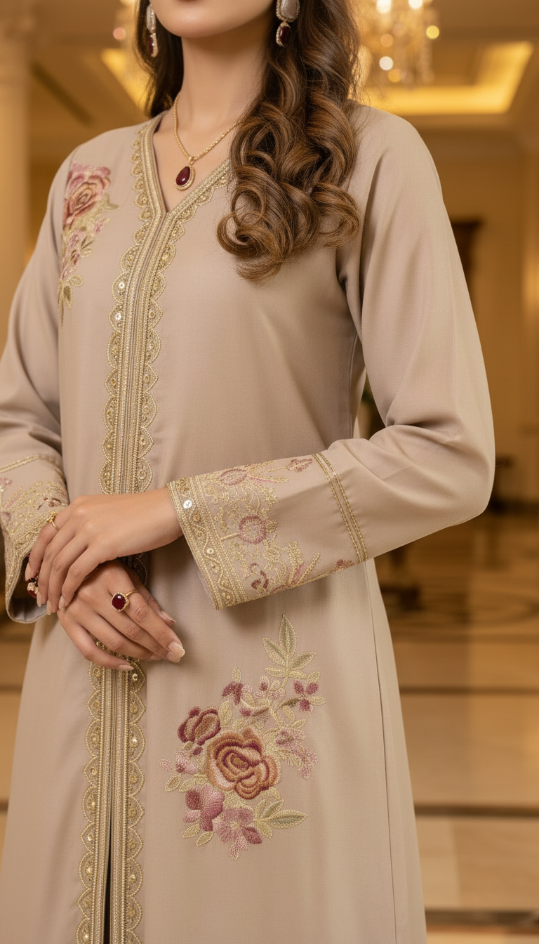 Rose Mauve Ready to Wear Embroidered 2 Pcs Dress