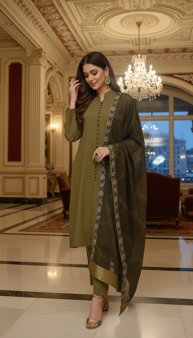 Musky Grace Ready to Wear 3 Pcs Dress with Chiffon dopatta