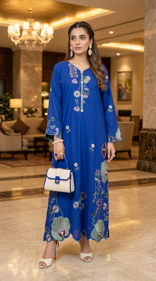 Aber Ready to Wear Embroidered 2 Pcs Linen Kaftan