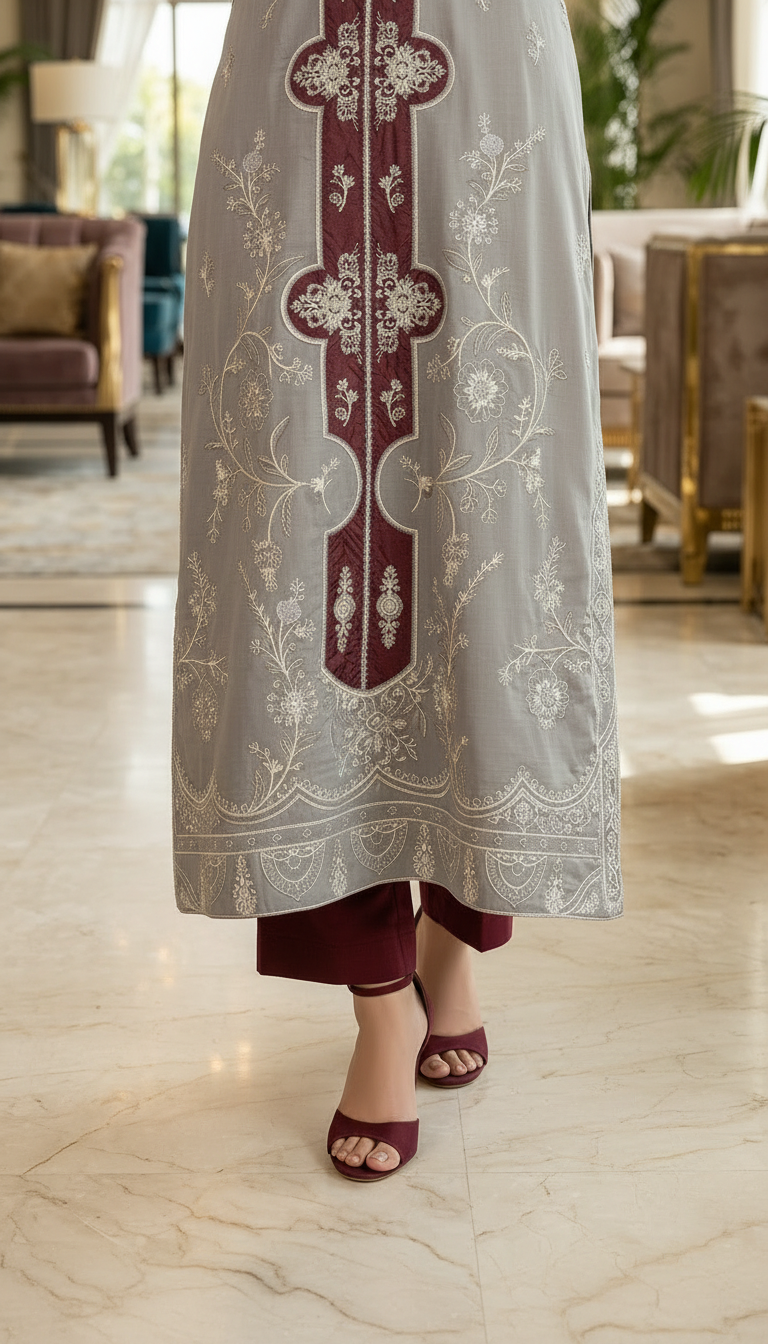 Surmae Ready to Wear 2 Pcs Viscose Embroidered Dress