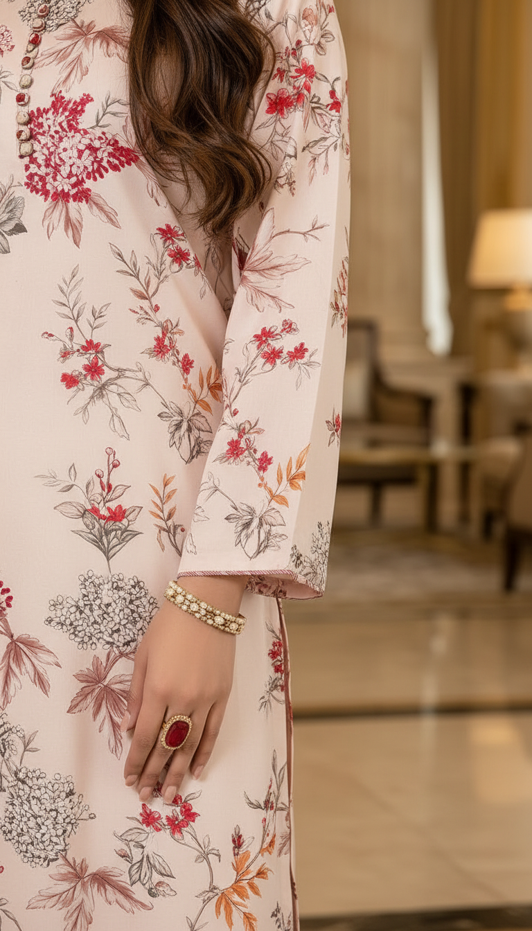 Arwa Ready to Wear 3 Pcs Linen Dress with Silk dopatta