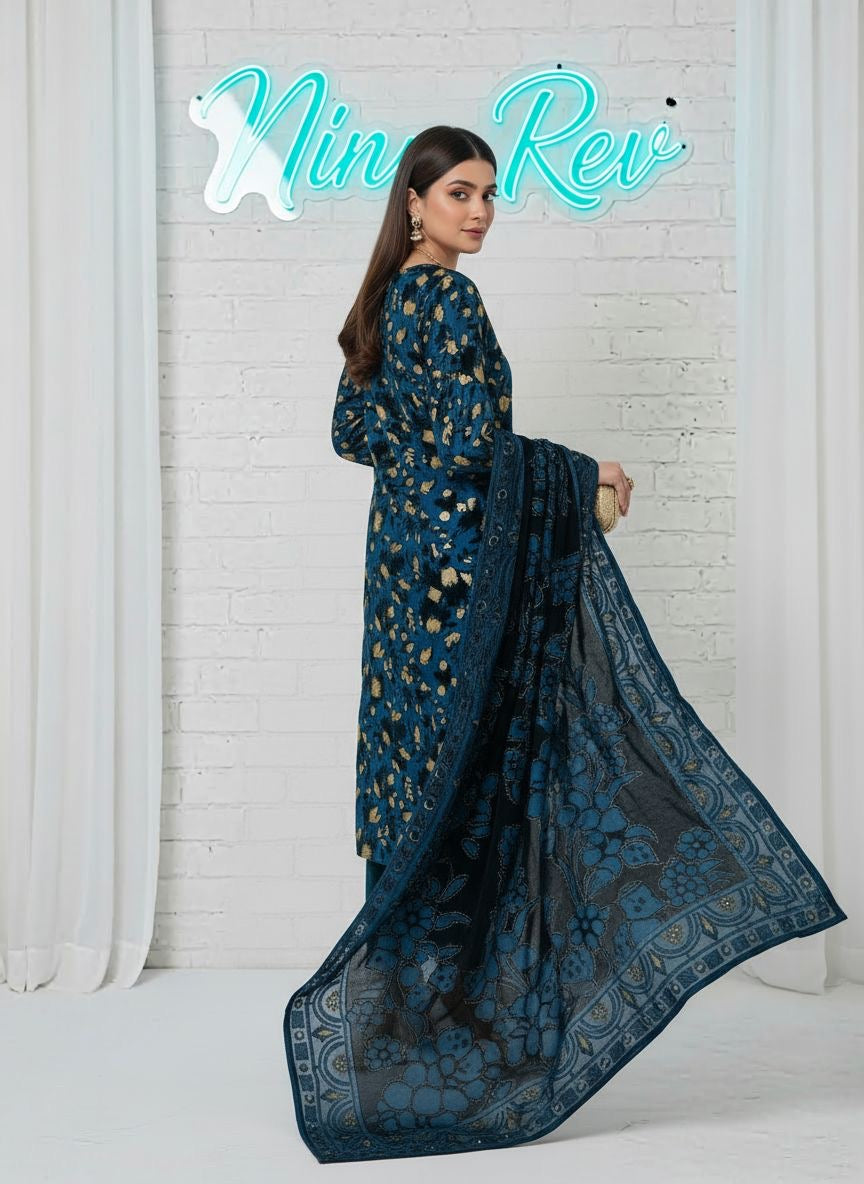 Full Teal Palachi Ready to Wear 3 Pcs Dress