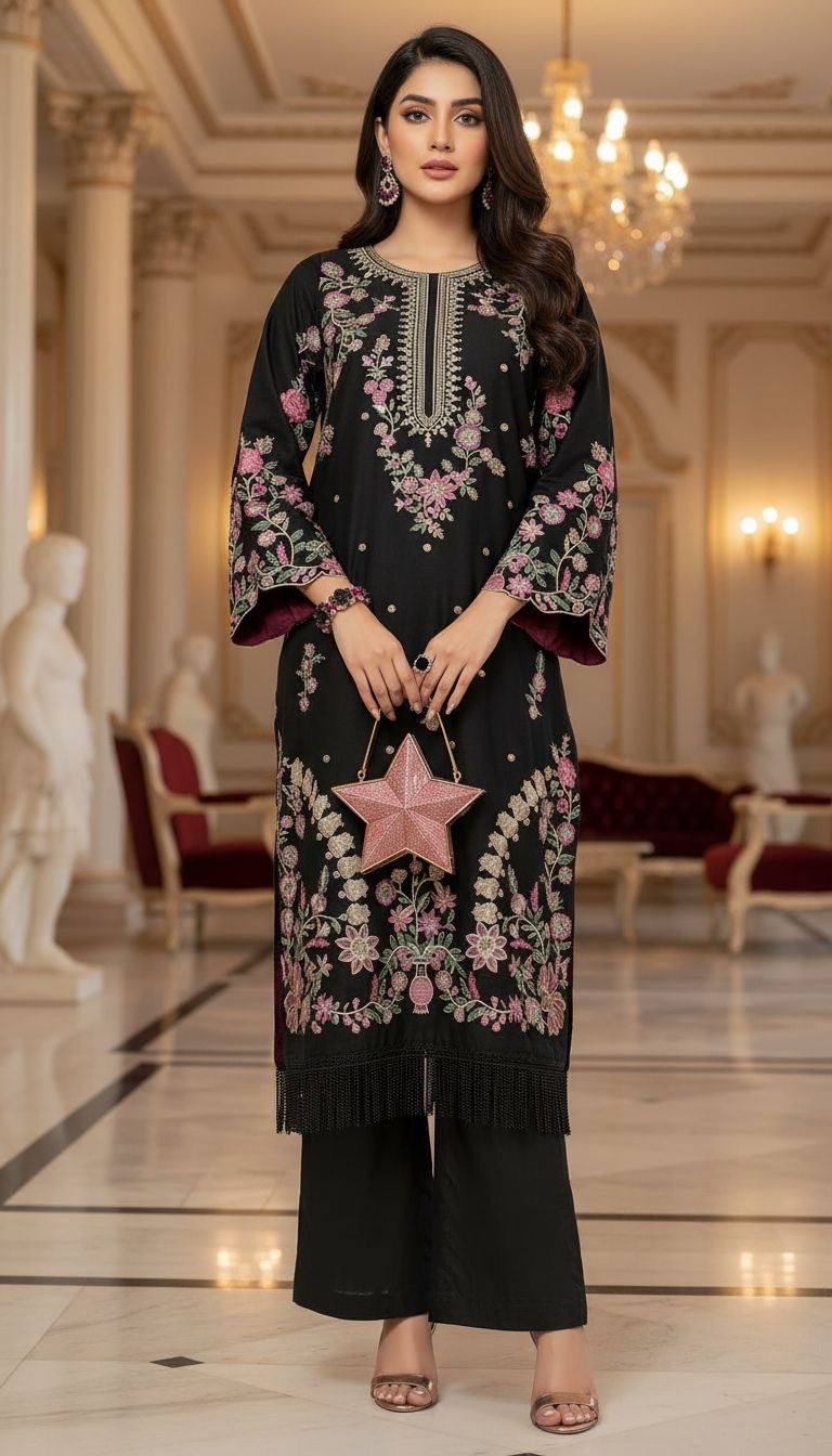 Lamiza Ready to Wear 2 Pcs Embroidered Kaftan Dress