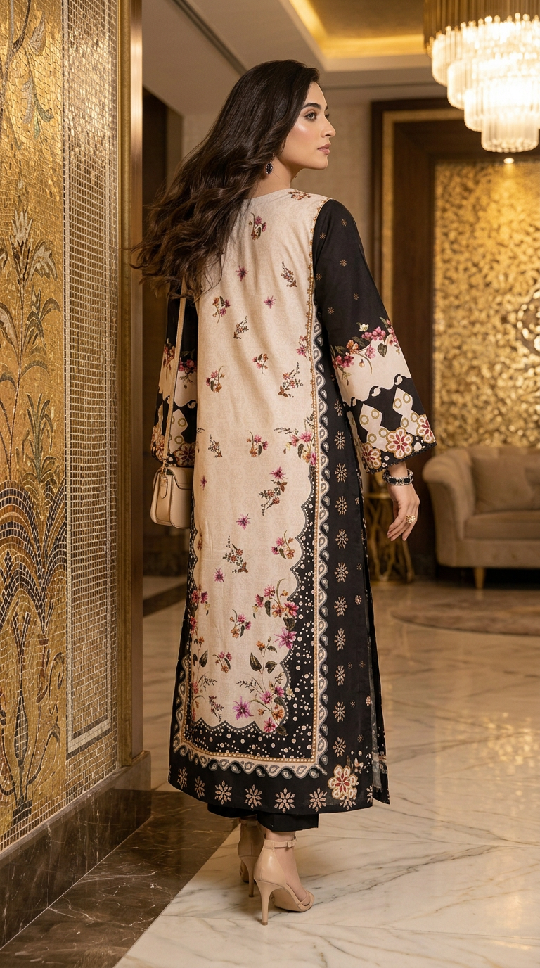 Khushnaz Ready to Wear 2 Pcs Linen Printed Kaftan