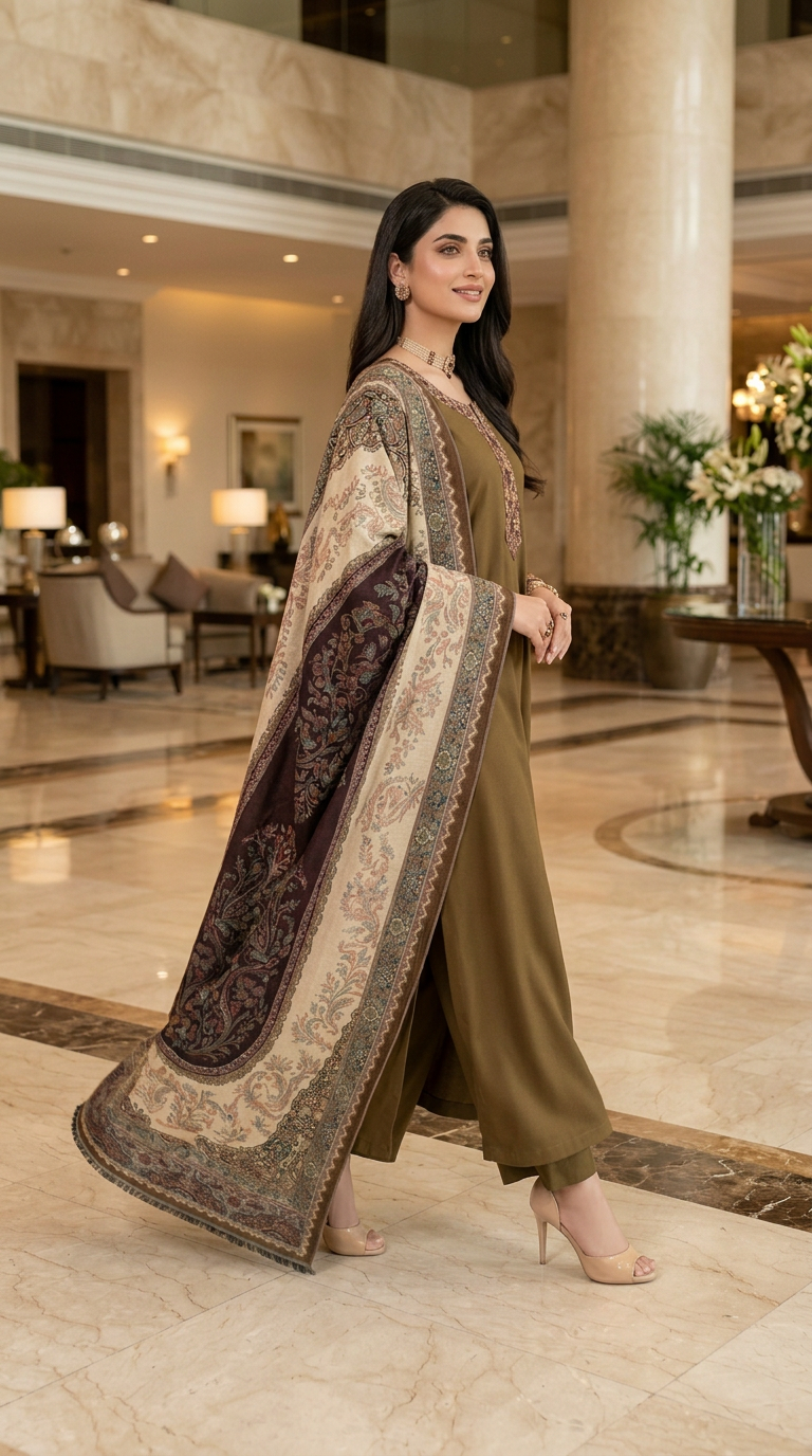 Sattrangi Kani shawl Ready to Wear 3 Pcs Marina Dress