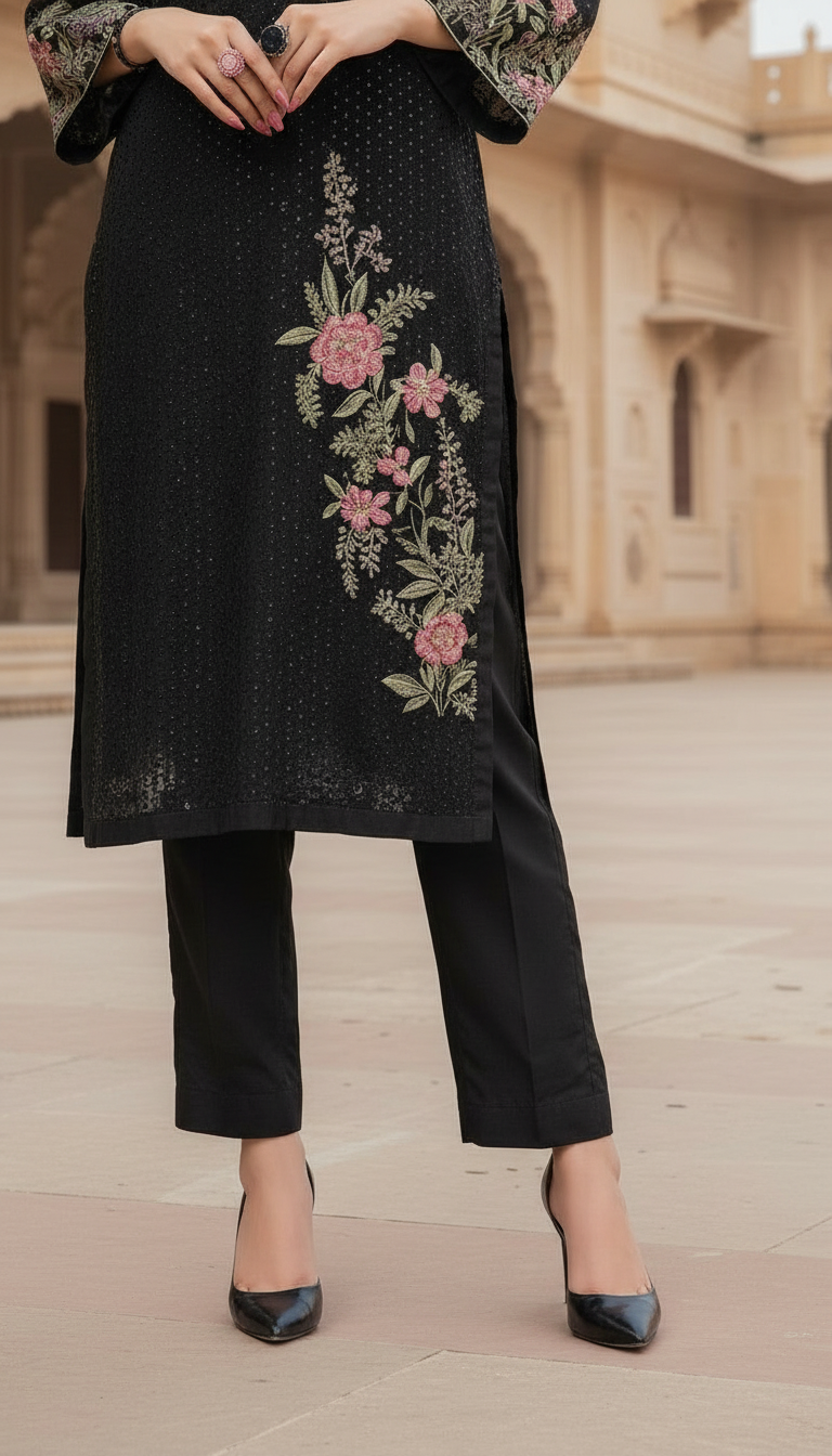 Kirmizi Ready to Wear 3 Pcs Fully embroidered Dress