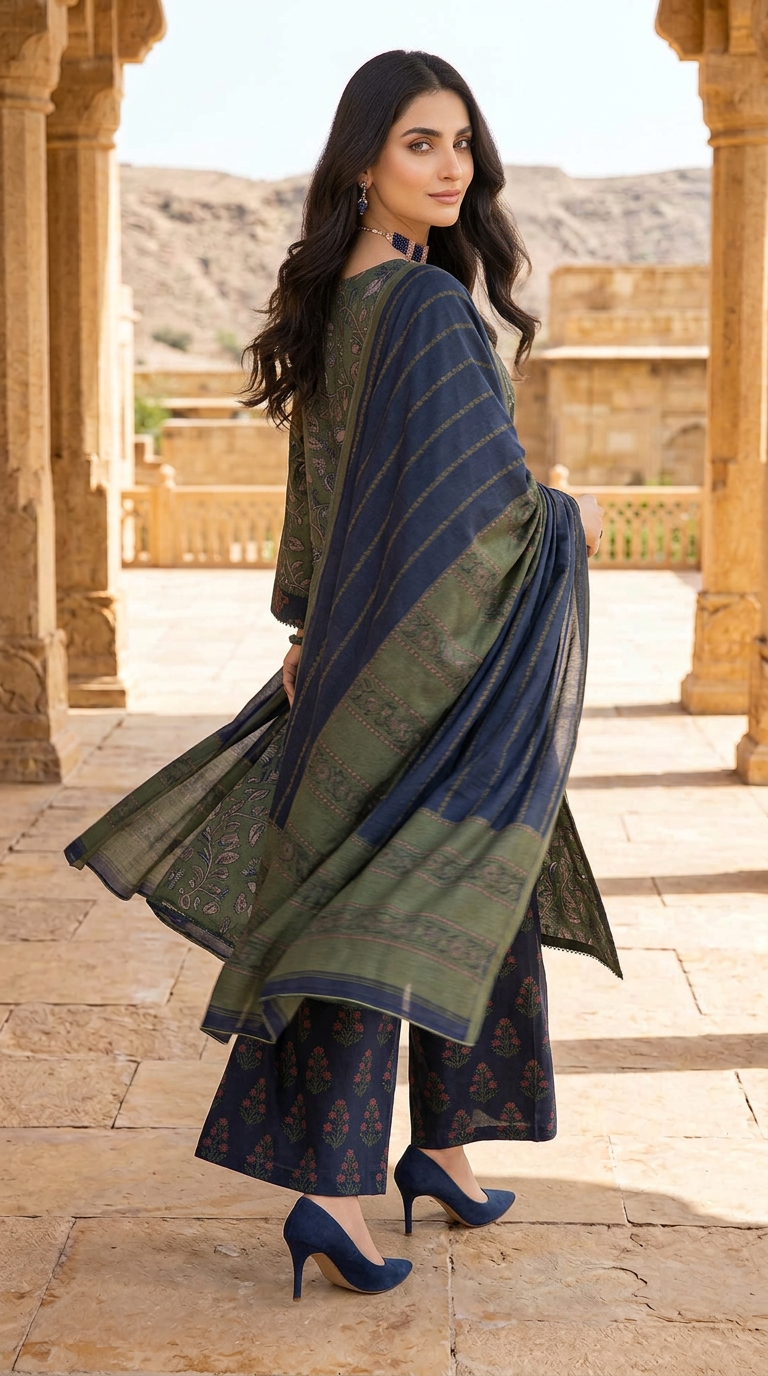 Anna Green Ready to Wear 3 Pcs Marina Dress with Shawl