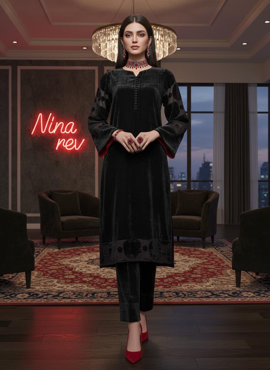 Virsa Black Velvet co ord Set
