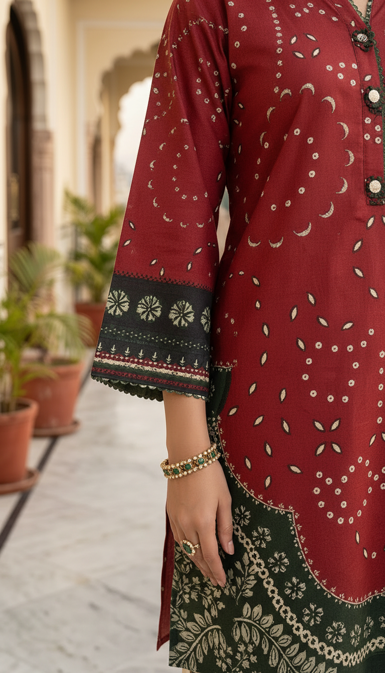 Kurb Maroon Ready to Wear 2 Pcs Co ord Set
