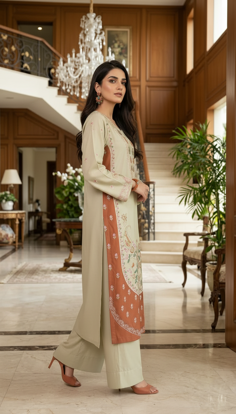 Dacia Fully Embroidered 2 Pcs Dress