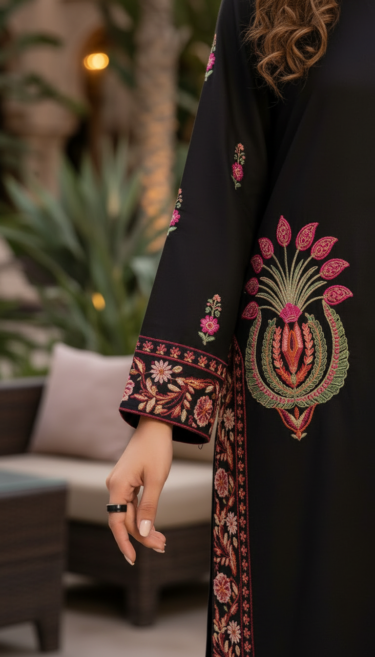 Peggy Black Multicolour Fully Embroidered 2 Pcs Dress