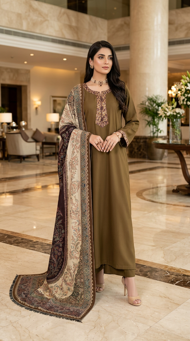 Sattrangi Kani shawl Ready to Wear 3 Pcs Marina Dress