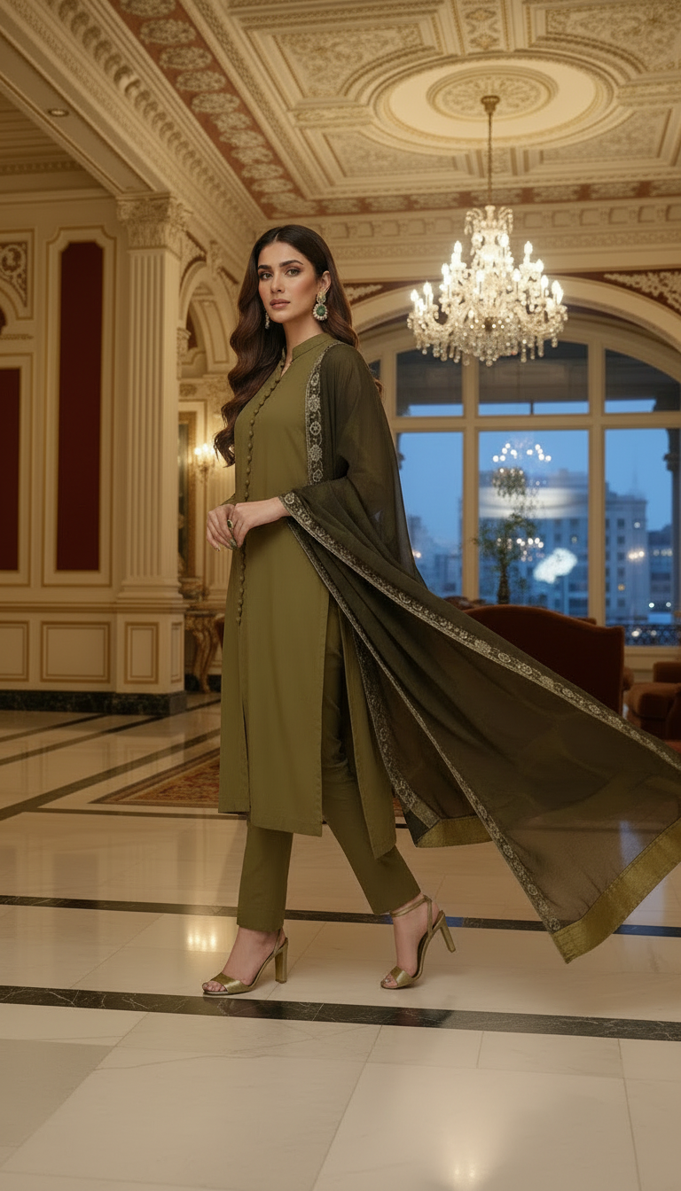 Musky Grace Ready to Wear 3 Pcs Dress with Chiffon dopatta