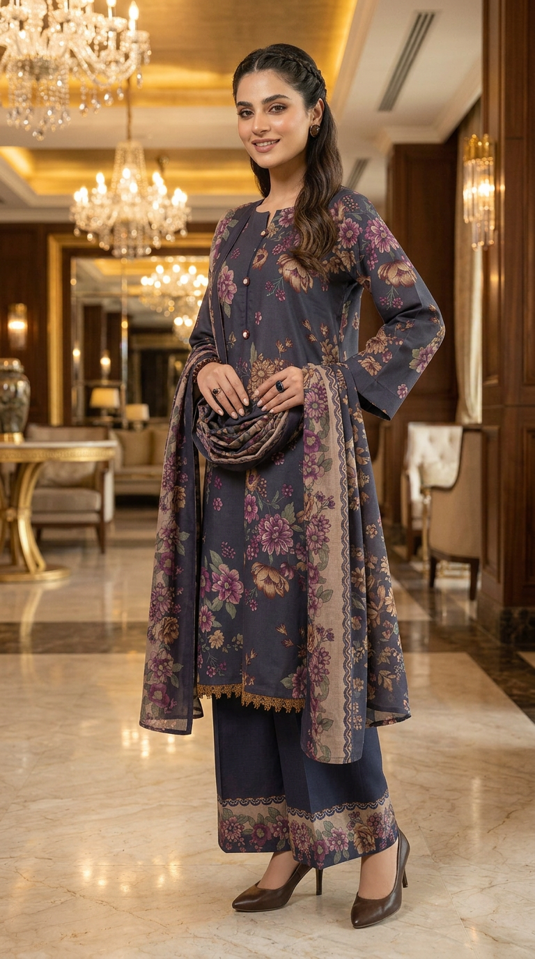Sham Ready to Wear Marina 3 Pcs Dress with shawl