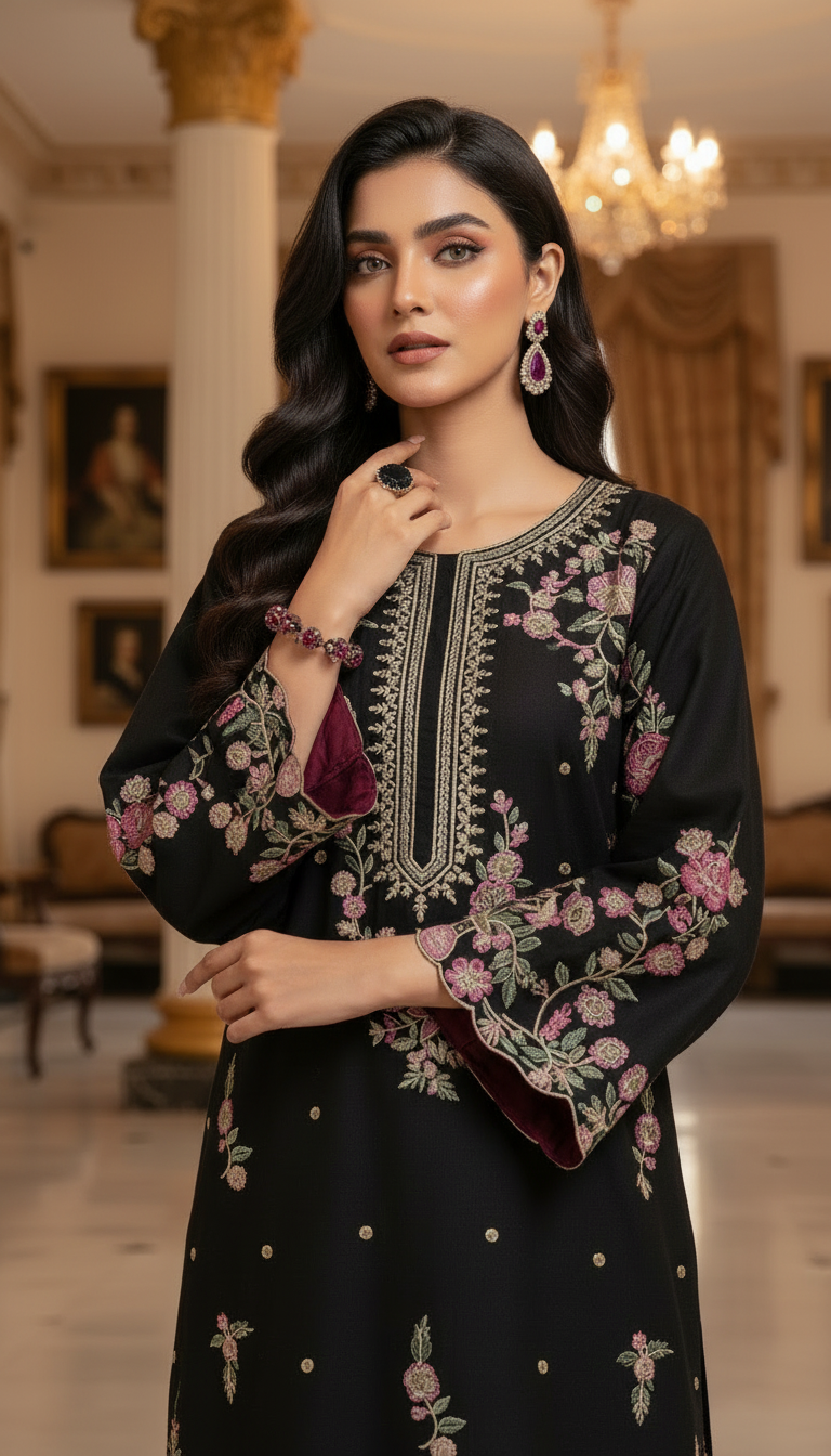 Lamiza Ready to Wear 2 Pcs Embroidered Kaftan Dress