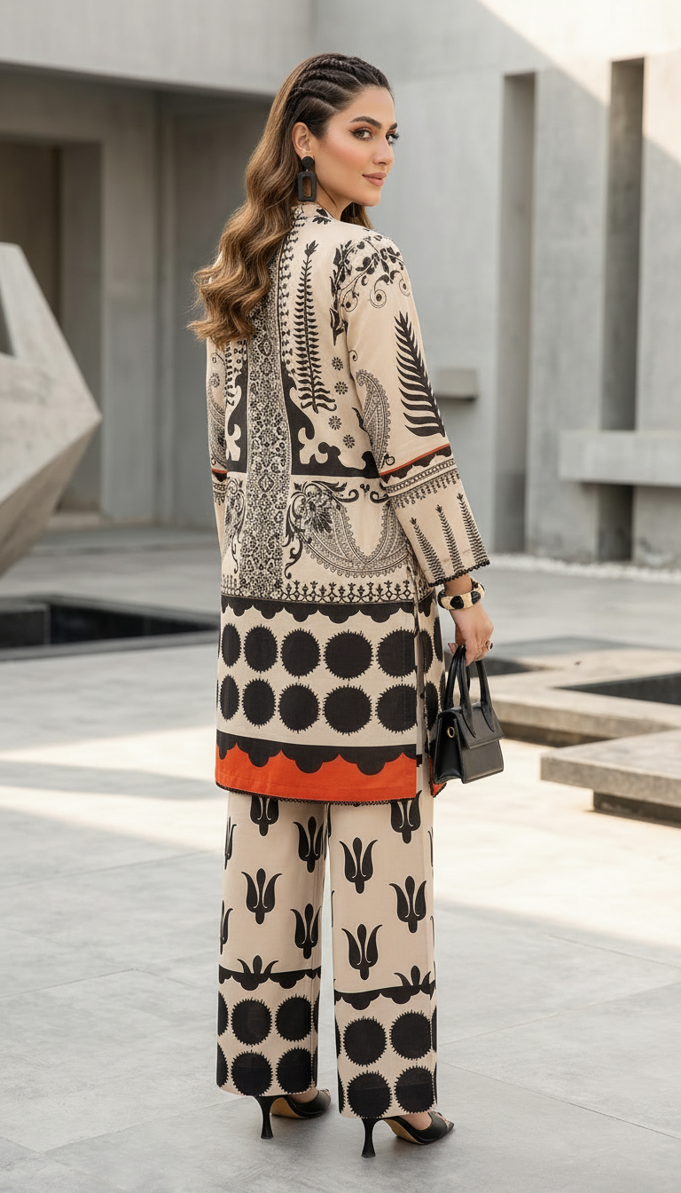 Dotty Lawn Ready to Wear 2 Pcs Co Ord Set