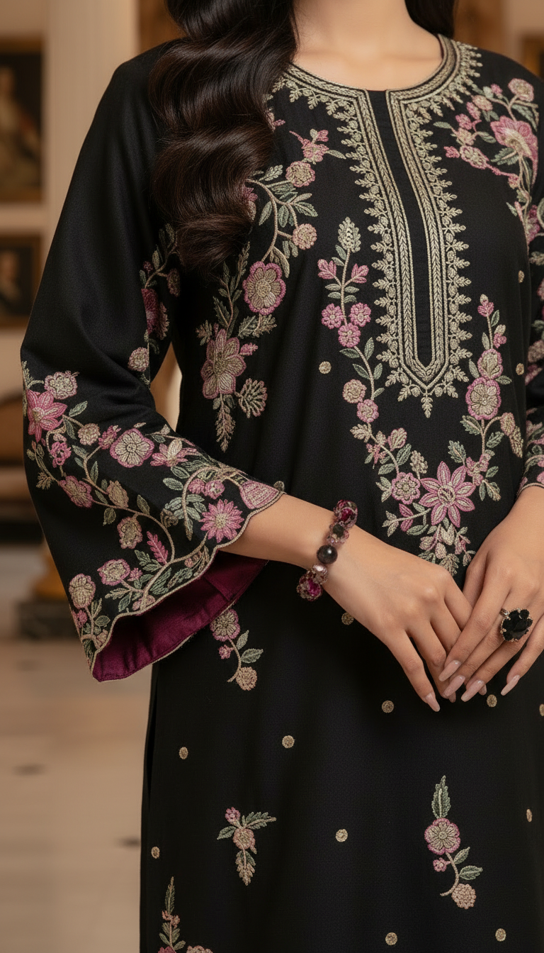 Lamiza Ready to Wear 2 Pcs Embroidered Kaftan Dress