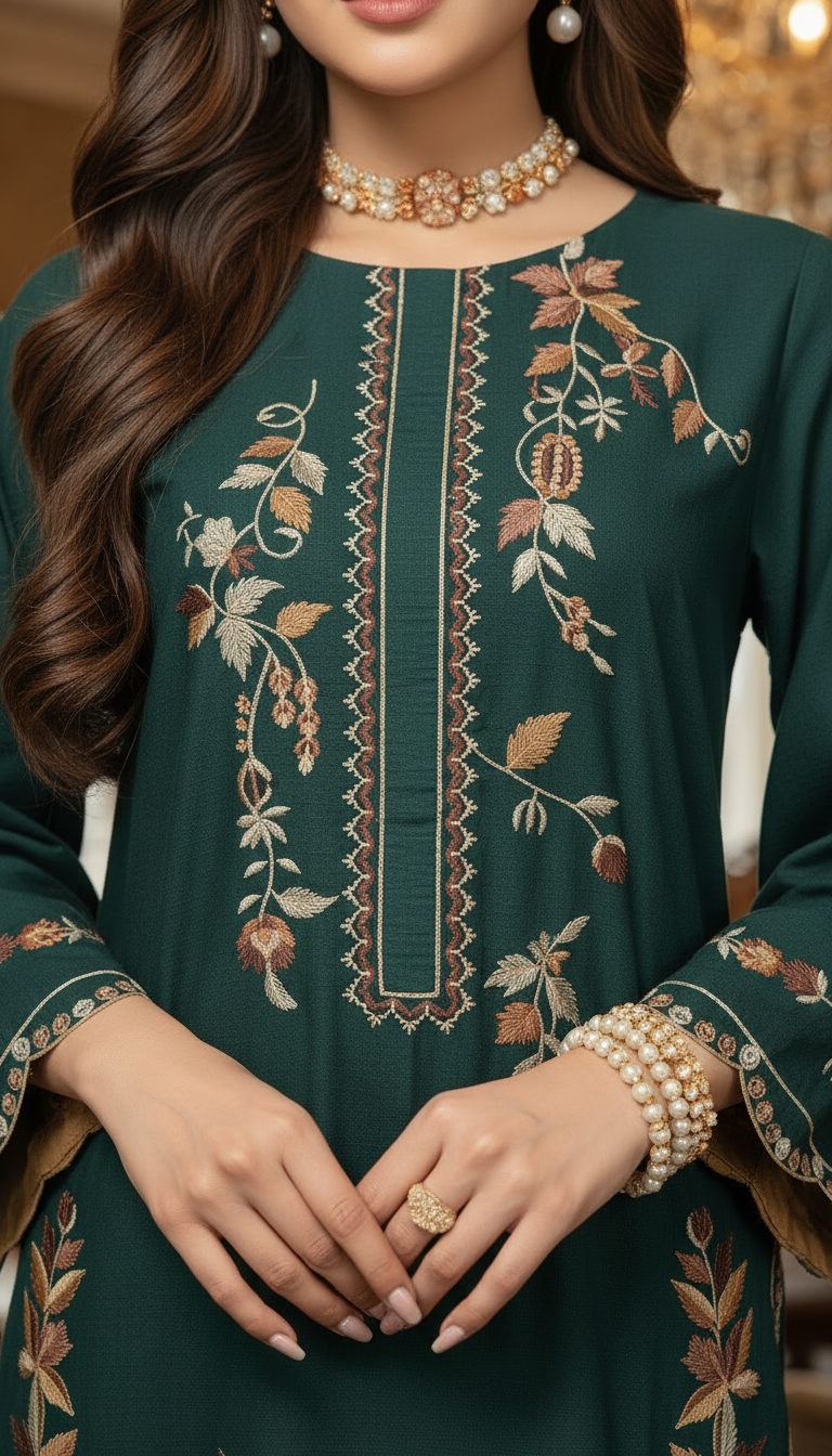 Momal Teal Ready to Wear 2 pcs embroidered Dress