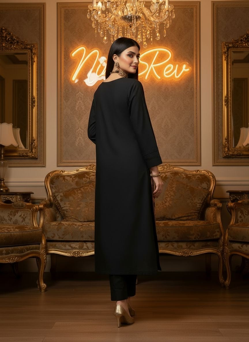 Black Coffee Ready to Wear 2 Pcs Embroidered Dress