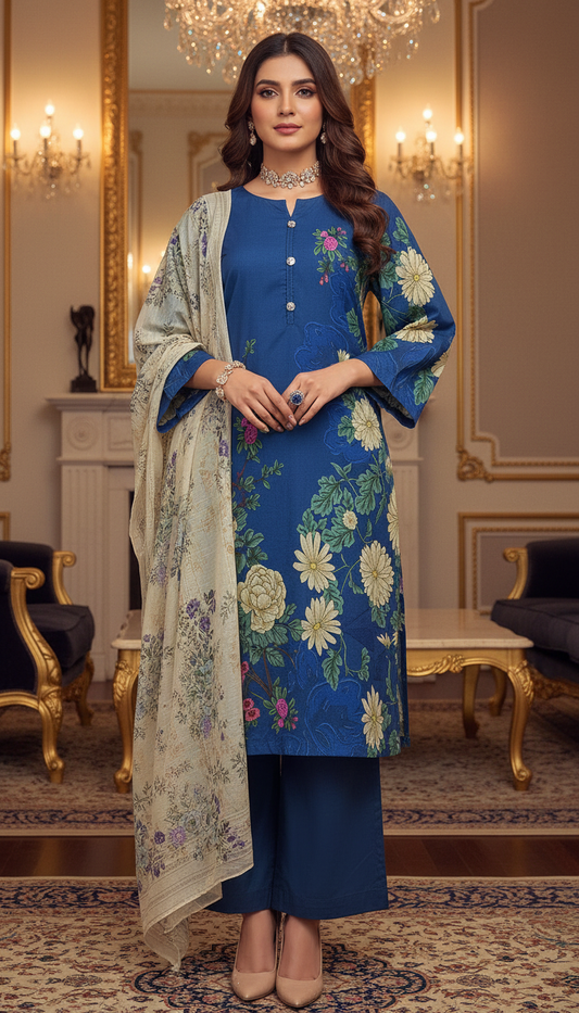 Blue Bahar Ready to Wear 3 Pcs Lawn Dress