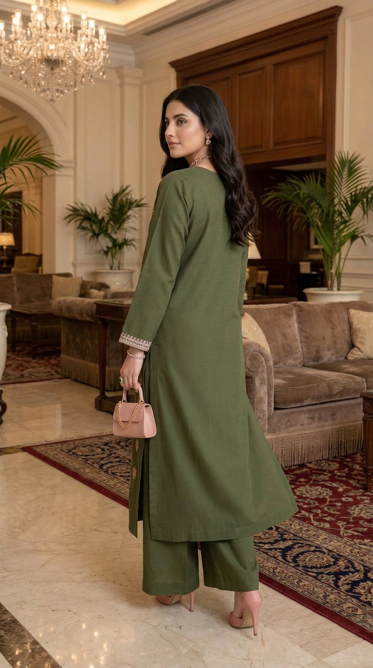 Naksh Green Ready to Wear 2 Pcs Embroidered Dress