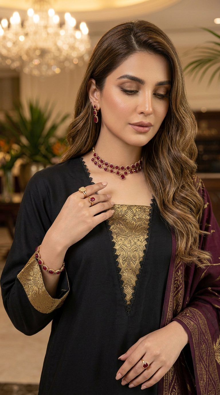 Rani Black Exclusive Kani Shawl 3 Pcs Dress