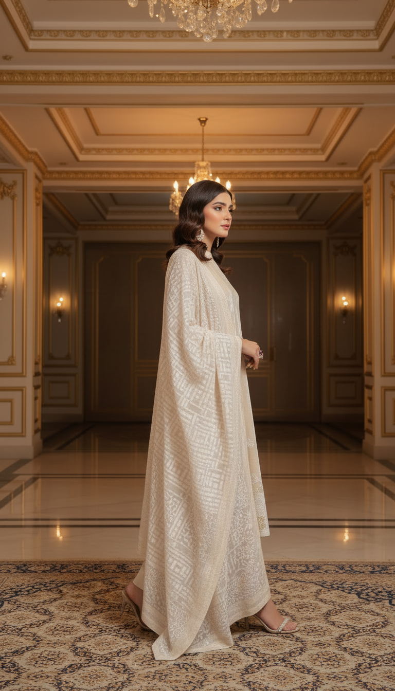 Serena Pearl French Velvet Ready to Wear 3 Pcs Dress with Velvet Shawl