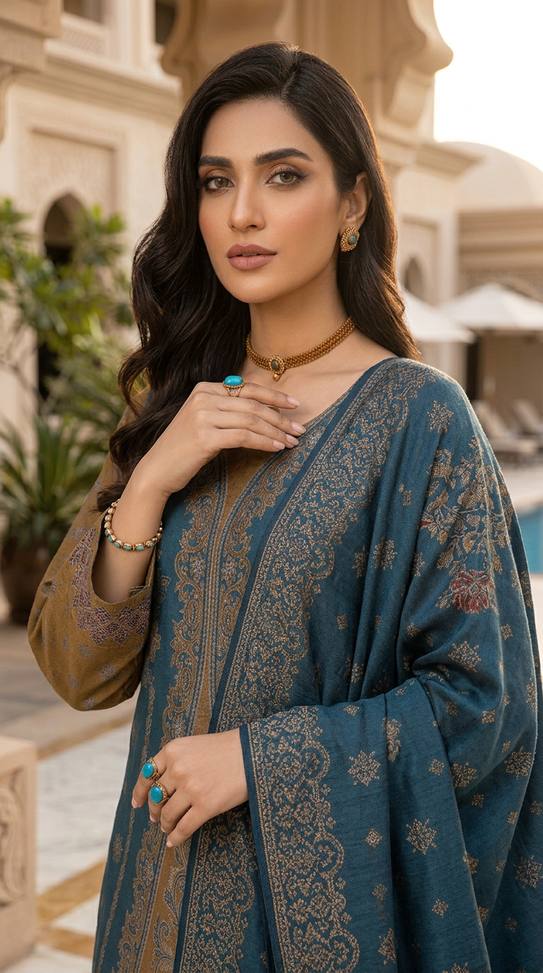 Ashrafi Pashmina Ready to Wear 3 Pcs Dress with Pashmina Shawl