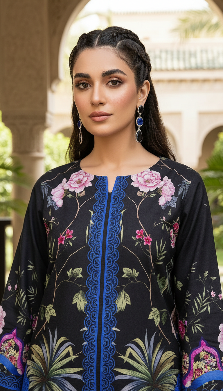 Black Garden Ready to Wear 2 Pcs Co Ord Set
