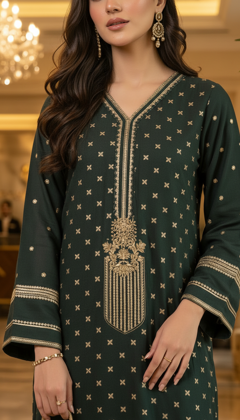Greniya Fully Embroidered 2 Pcs Kaftan Dress