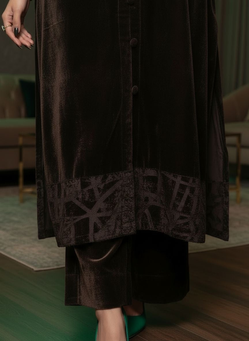Rabeka Brown Velvet co ord Set