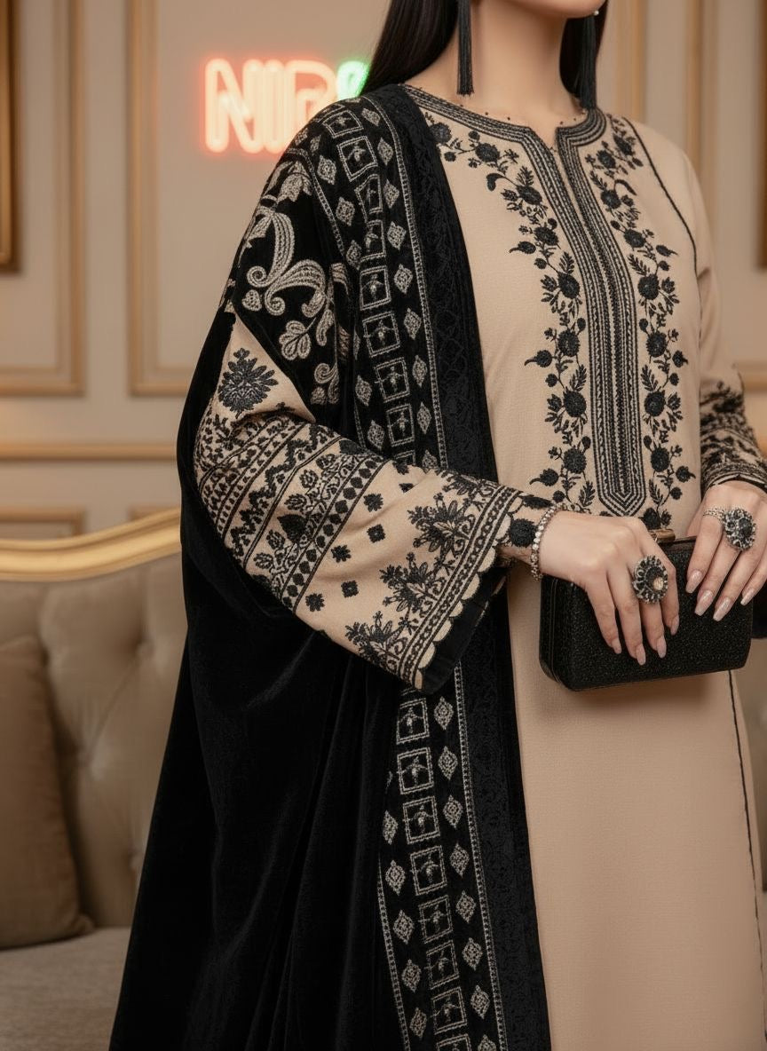 Hamaya Ready to Wear 3 Pcs Embroidered Dress