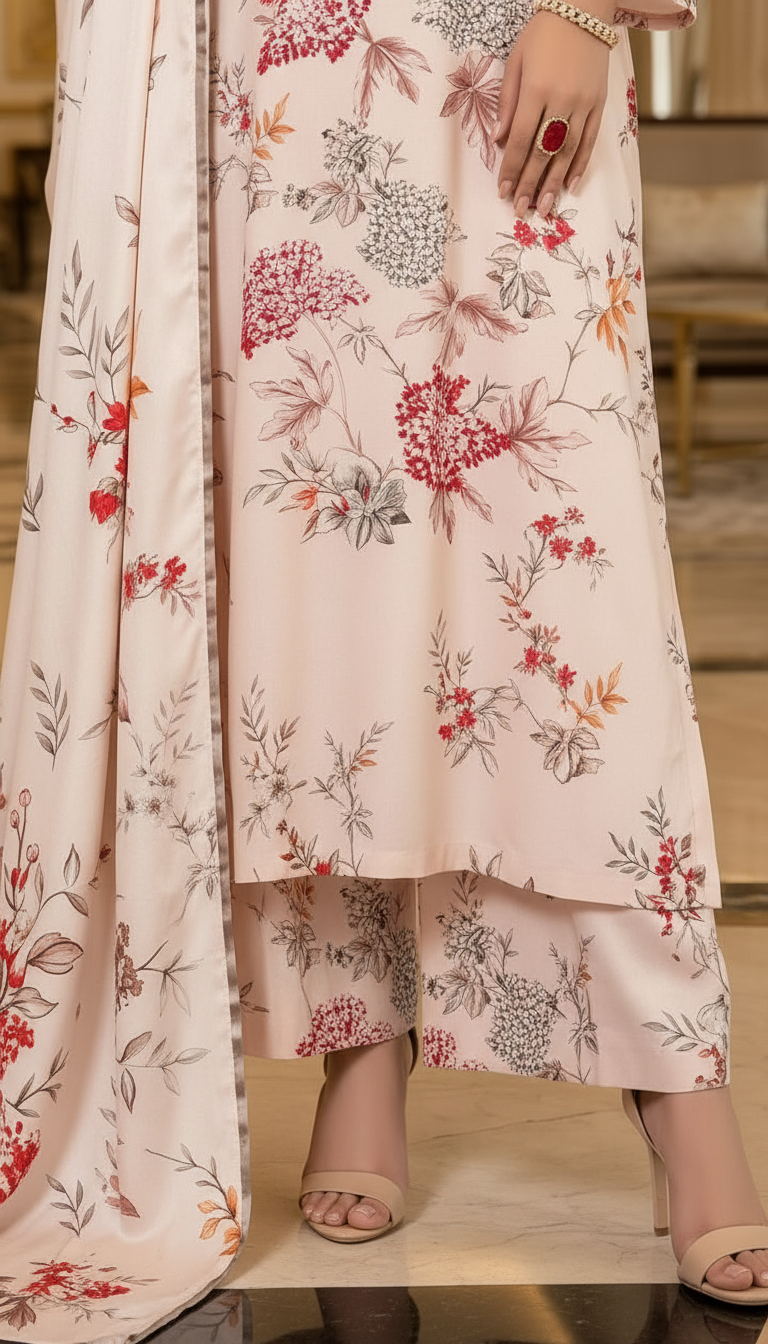 Arwa Ready to Wear 3 Pcs Linen Dress with Silk dopatta