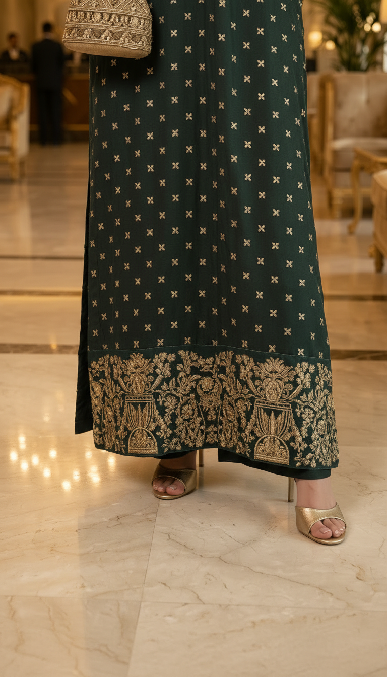 Greniya Fully Embroidered 2 Pcs Kaftan Dress