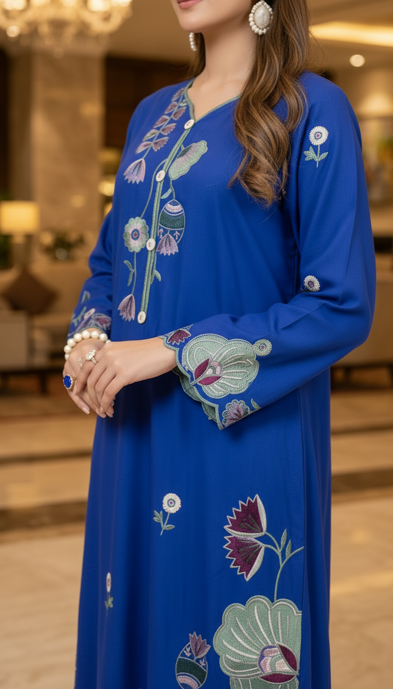 Aber Ready to Wear Embroidered 2 Pcs Linen Kaftan
