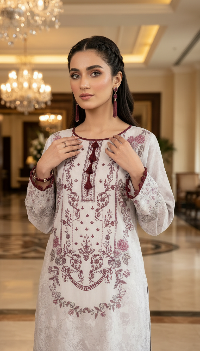 Dilkash Embroidered 2 Pcs Linen Dress