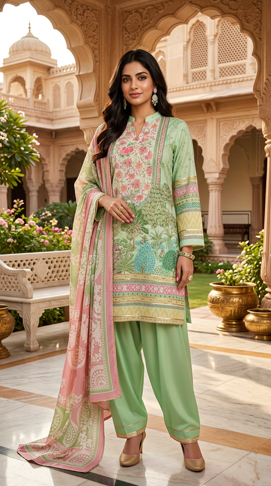 Sunila Ready to Wear 3 Pcs Lawn Dress with Pure Voile Dopatta