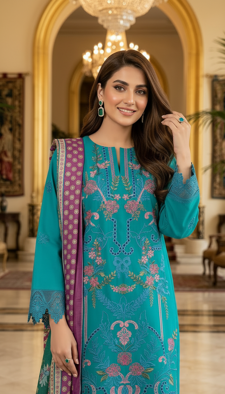 Falak Ferozi chikankari Ready to Wear Embroidered 3 Pcs Dress