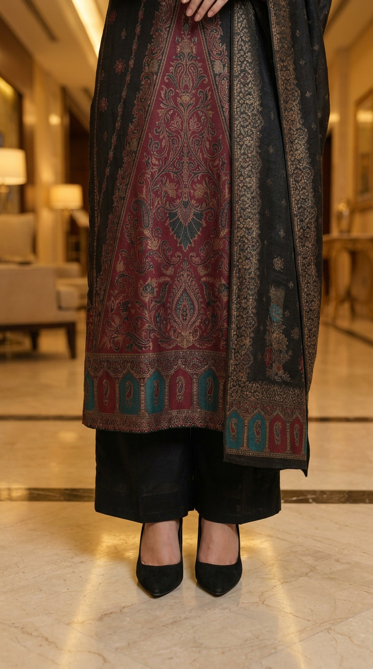 Lena Pashmina Ready to wear 3 Pcs Dress with shawl