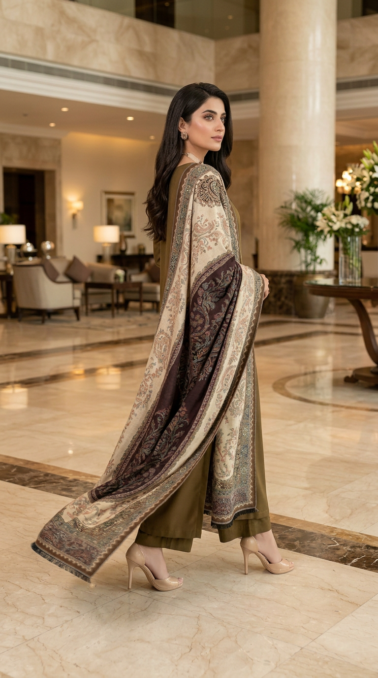 Sattrangi Kani shawl Ready to Wear 3 Pcs Marina Dress