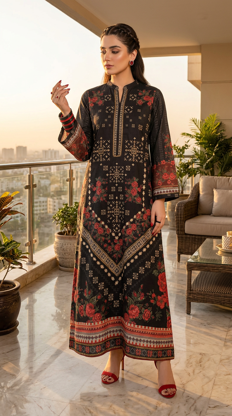 Albani Black Ready to Wear 2 Pcs Kaftan Dress